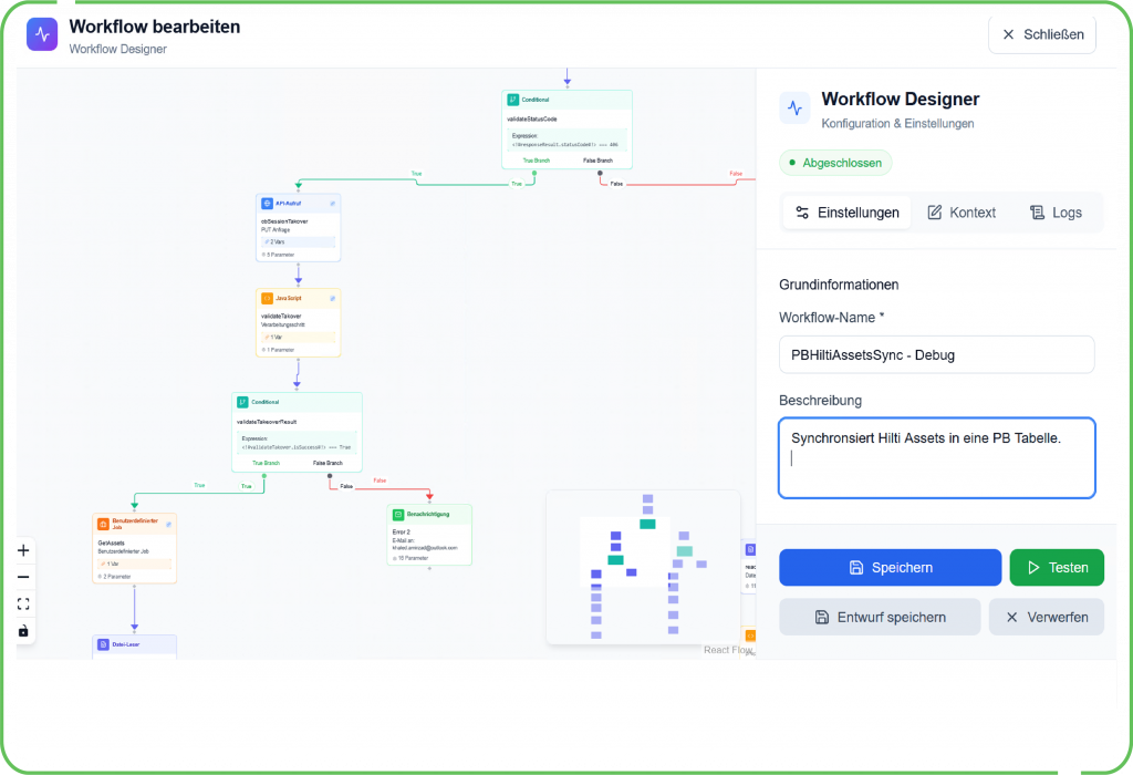 Digitale Workflows für Bauunternehmen – automatisierte Prozesse verbinden Büro und Baustelle für effizientere Projektabläufe.